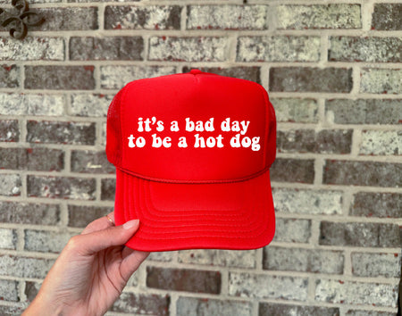 Bad Day DTF Printed Red Trucker Hat - S. M. & Co. Shirts & Tops