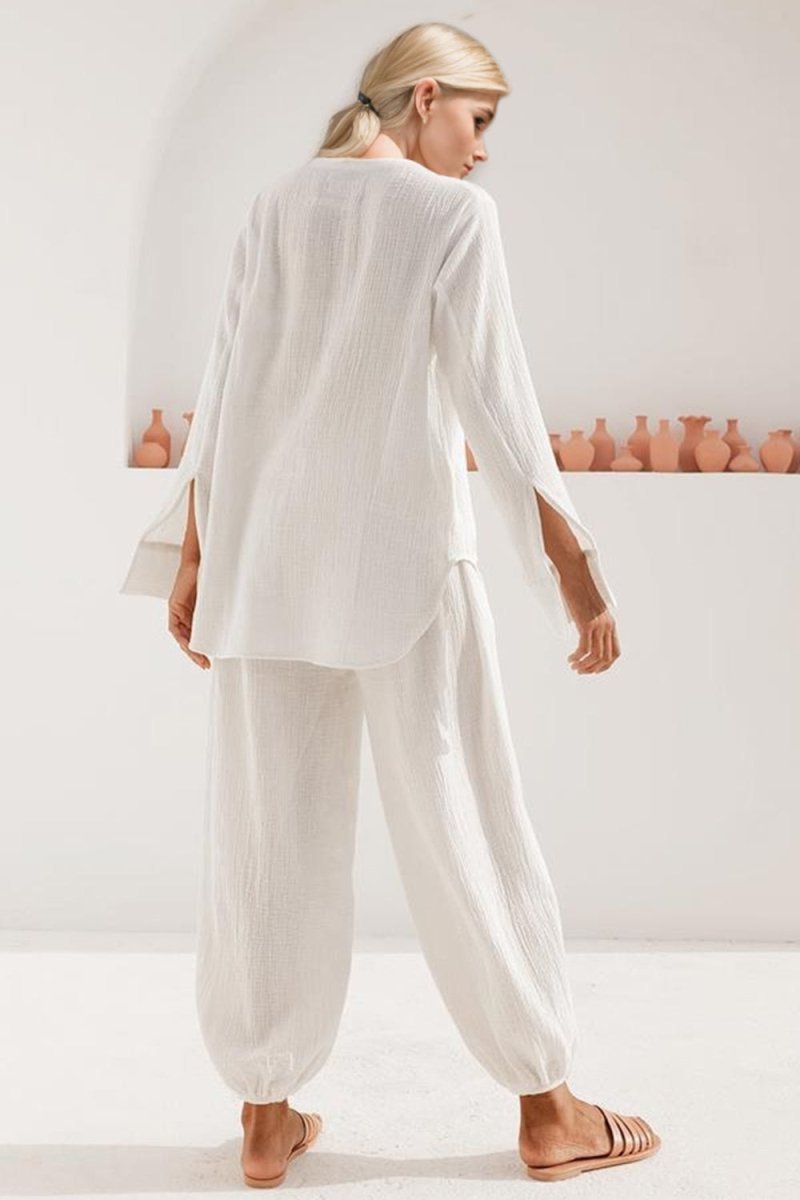 Basic Bae Buttery - Soft V - Neck Long Sleeve Top and Pants Set - S. M. & Co.