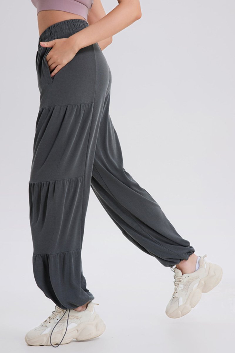 Basic Bae Drawstring Elastic Waist Ruched Joggers - S. M. & Co.