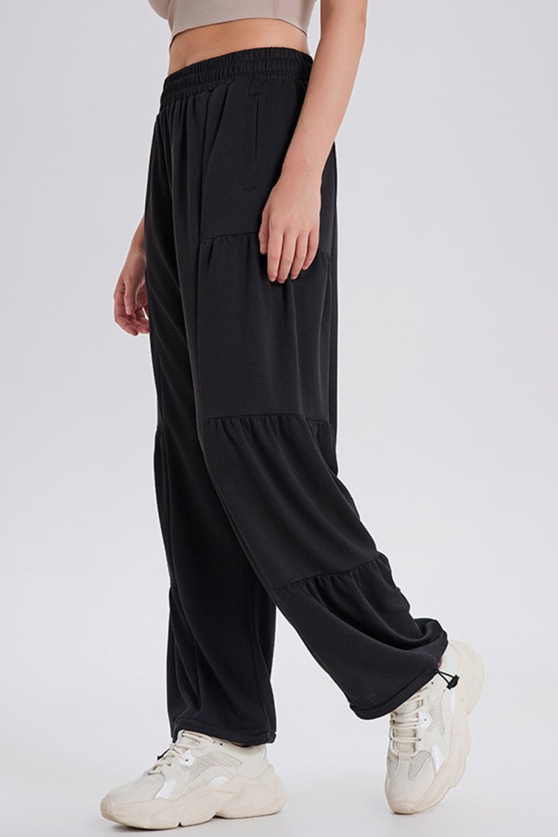 Basic Bae Drawstring Elastic Waist Ruched Joggers - S. M. & Co.