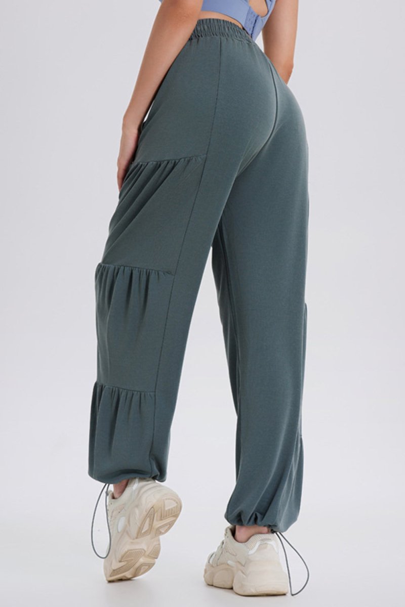 Basic Bae Drawstring Elastic Waist Ruched Joggers - S. M. & Co.