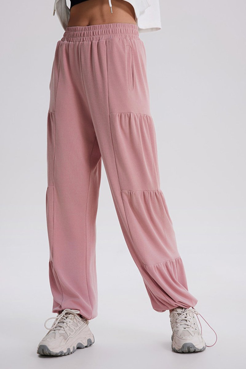 Basic Bae Drawstring Elastic Waist Ruched Joggers - S. M. & Co.