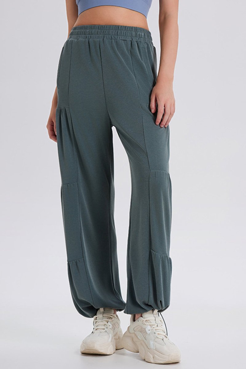 Basic Bae Drawstring Elastic Waist Ruched Joggers - S. M. & Co.