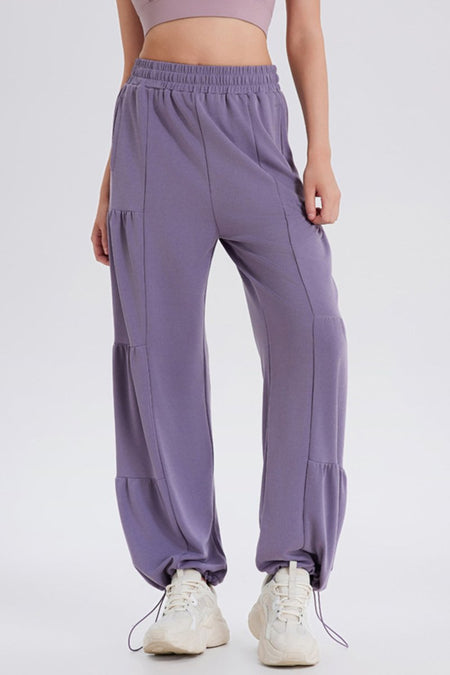 Basic Bae Drawstring Elastic Waist Ruched Joggers - S. M. & Co.