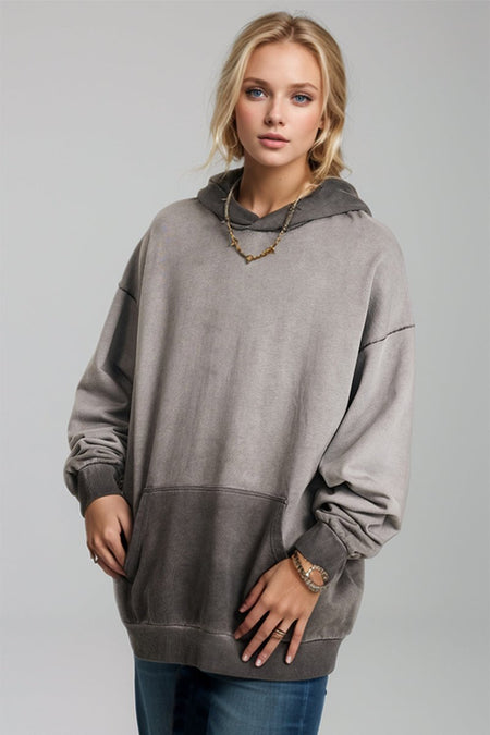 Basic Bae Drop Shoulder Long Sleeve Hoodie with Kangaroo Pocket - S. M. & Co.