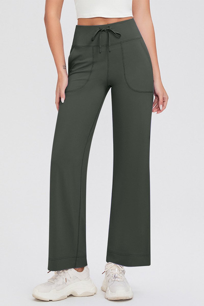 Basic Bae Full Size Drawstring High Waist Pants with Pockets - S. M. & Co.