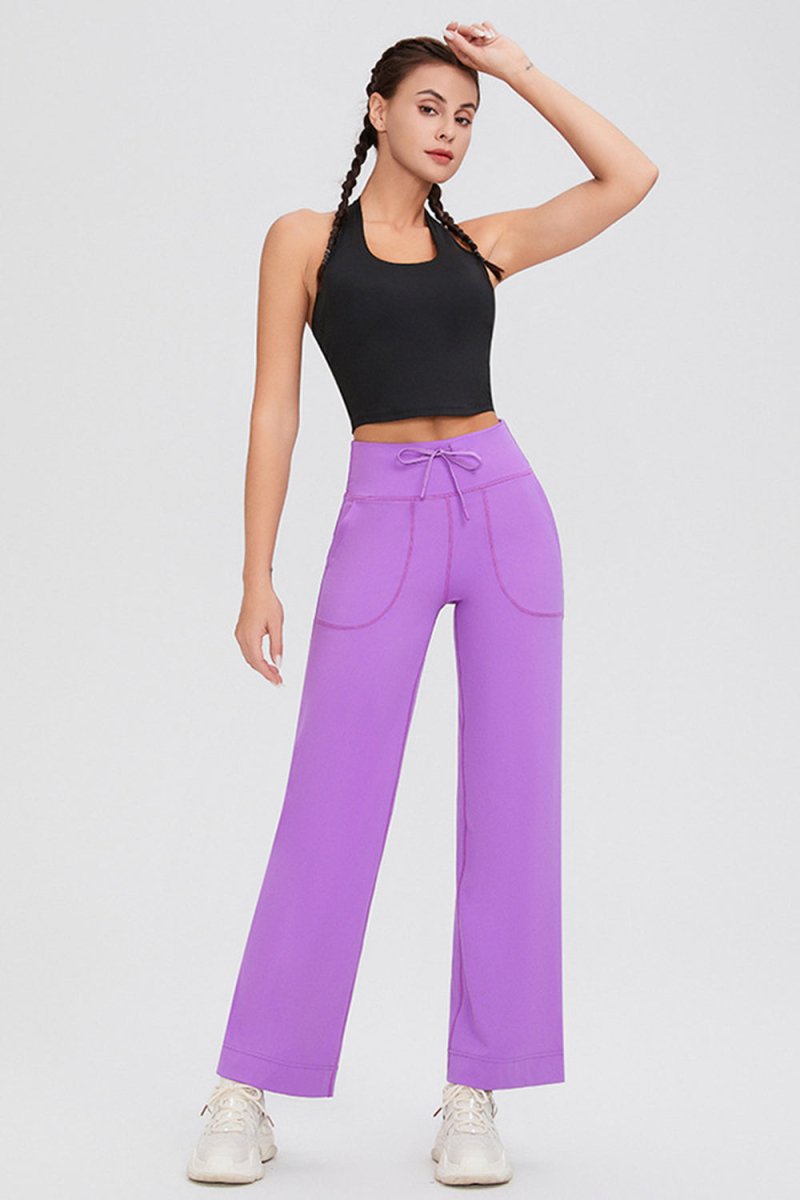 Basic Bae Full Size Drawstring High Waist Pants with Pockets - S. M. & Co.