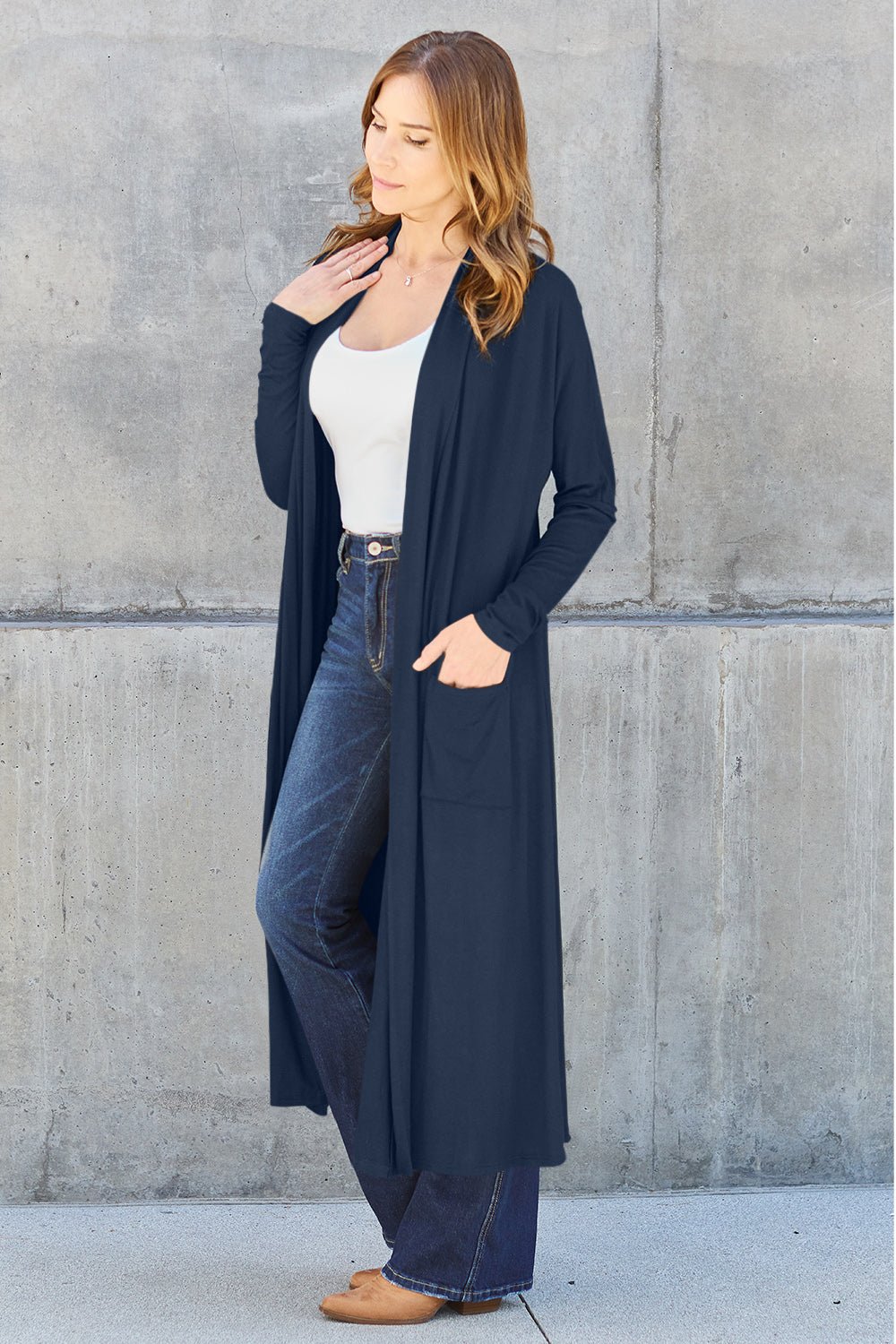 Basic Bae Full Size Open Front Long Sleeve Cover Up - S. M. & Co. Cover-up