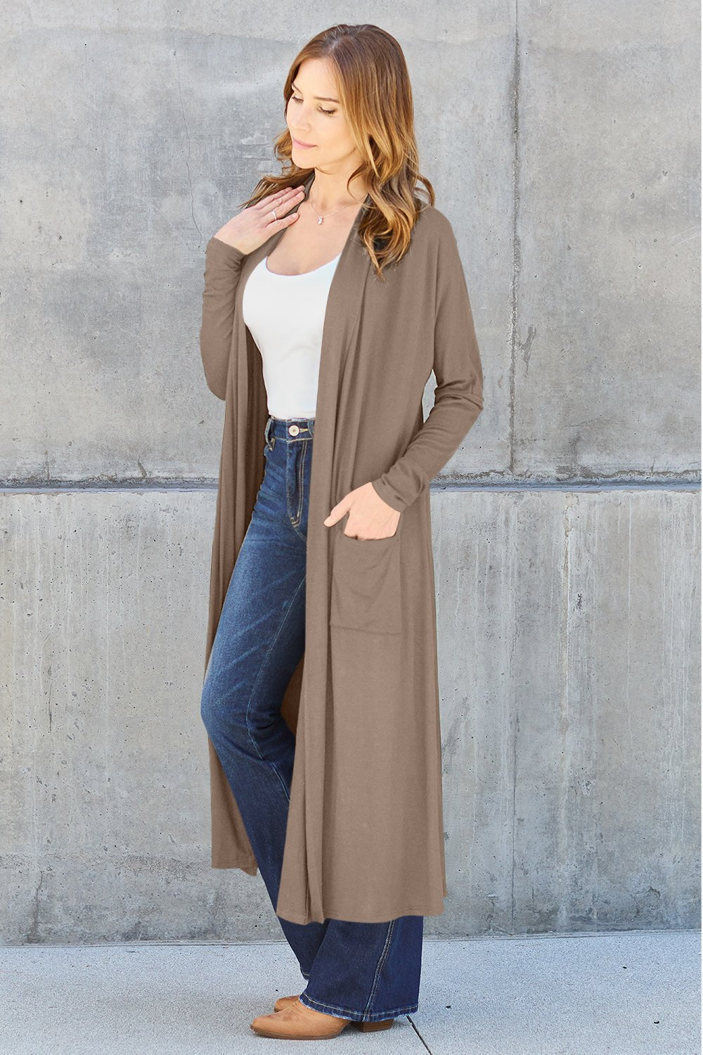 Basic Bae Full Size Open Front Long Sleeve Cover Up - S. M. & Co. Cover-up