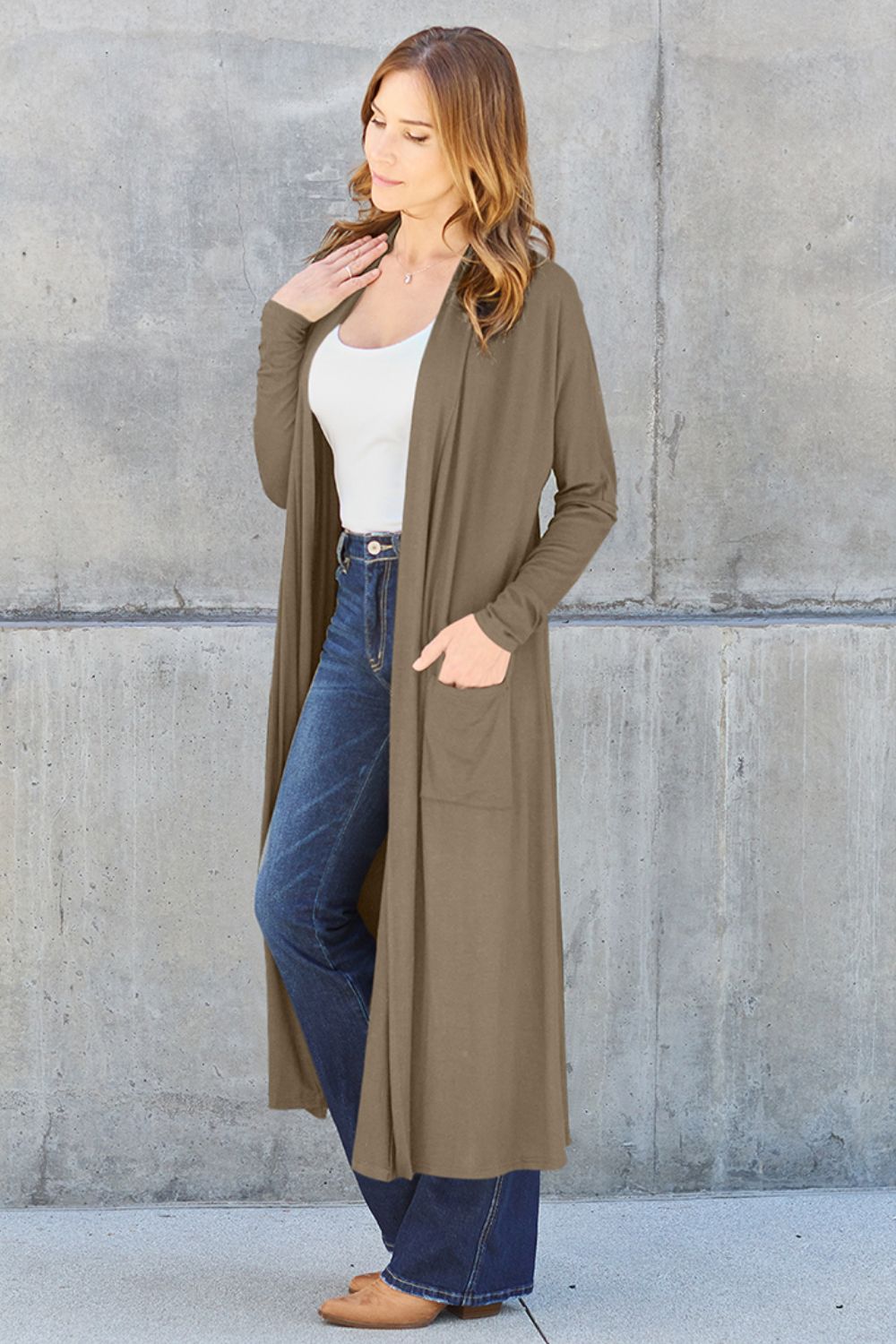 Basic Bae Full Size Open Front Long Sleeve Cover Up - S. M. & Co. Cover-up