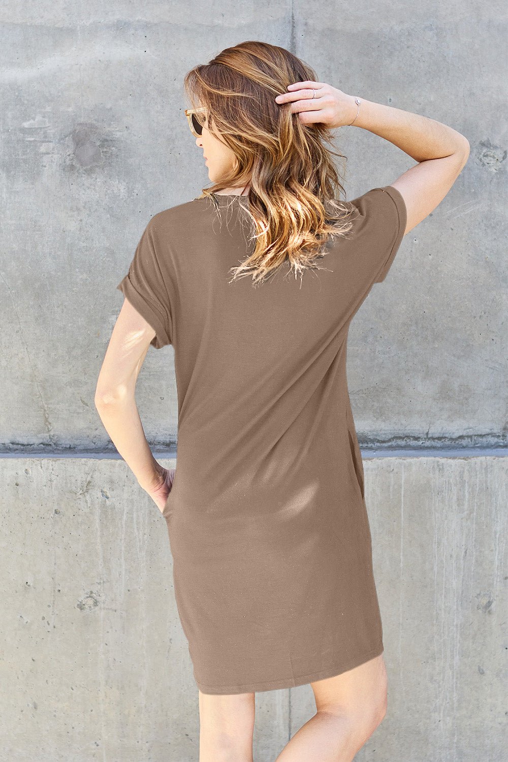 Basic Bae Full Size Round Neck Short Sleeve Dress with Pockets - S. M. & Co. Dresses