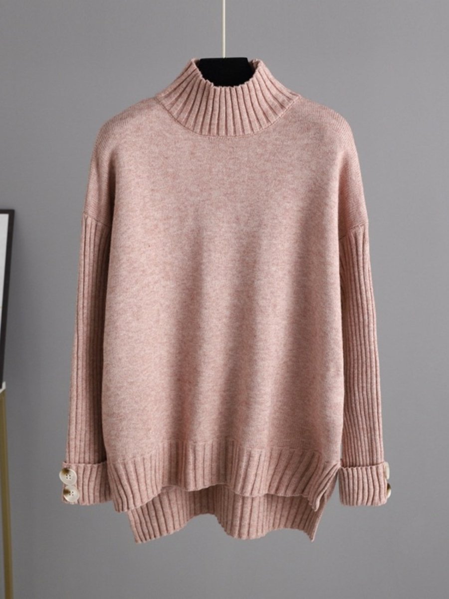 Basic Bae High - Low Turtleneck Long Sleeve Top and Pants Sweater Set - S. M. & Co.