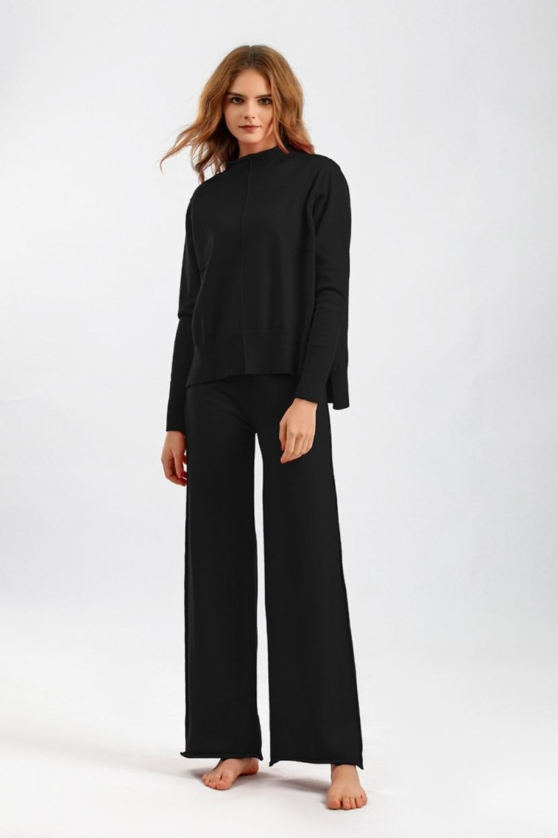 Basic Bae Mock Neck Long Sleeve Top and Pants Sweater Set - S. M. & Co.