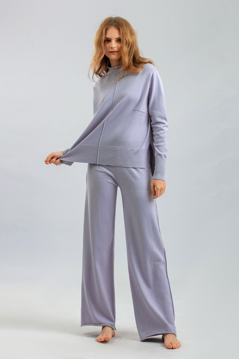 Basic Bae Mock Neck Long Sleeve Top and Pants Sweater Set - S. M. & Co.