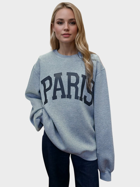 Basic Bae PARIS Round Neck Long Sleeve Air Scuba Sweatshirt - S. M. & Co.