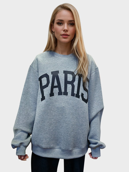 Basic Bae PARIS Round Neck Long Sleeve Air Scuba Sweatshirt - S. M. & Co.