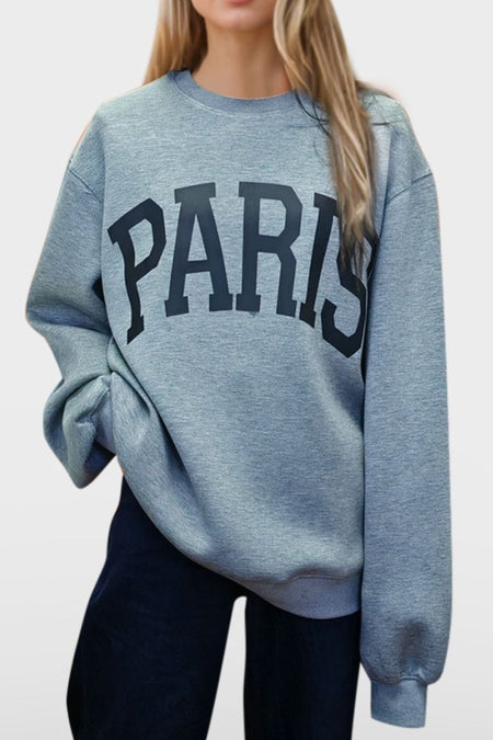 Basic Bae PARIS Round Neck Long Sleeve Air Scuba Sweatshirt - S. M. & Co.