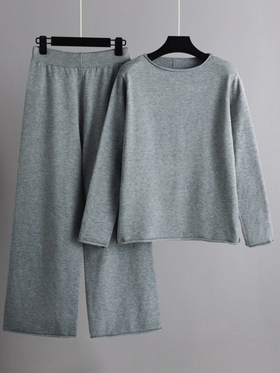 Basic Bae Rolled Round Neck Top and Pants Sweater Set - S. M. & Co.