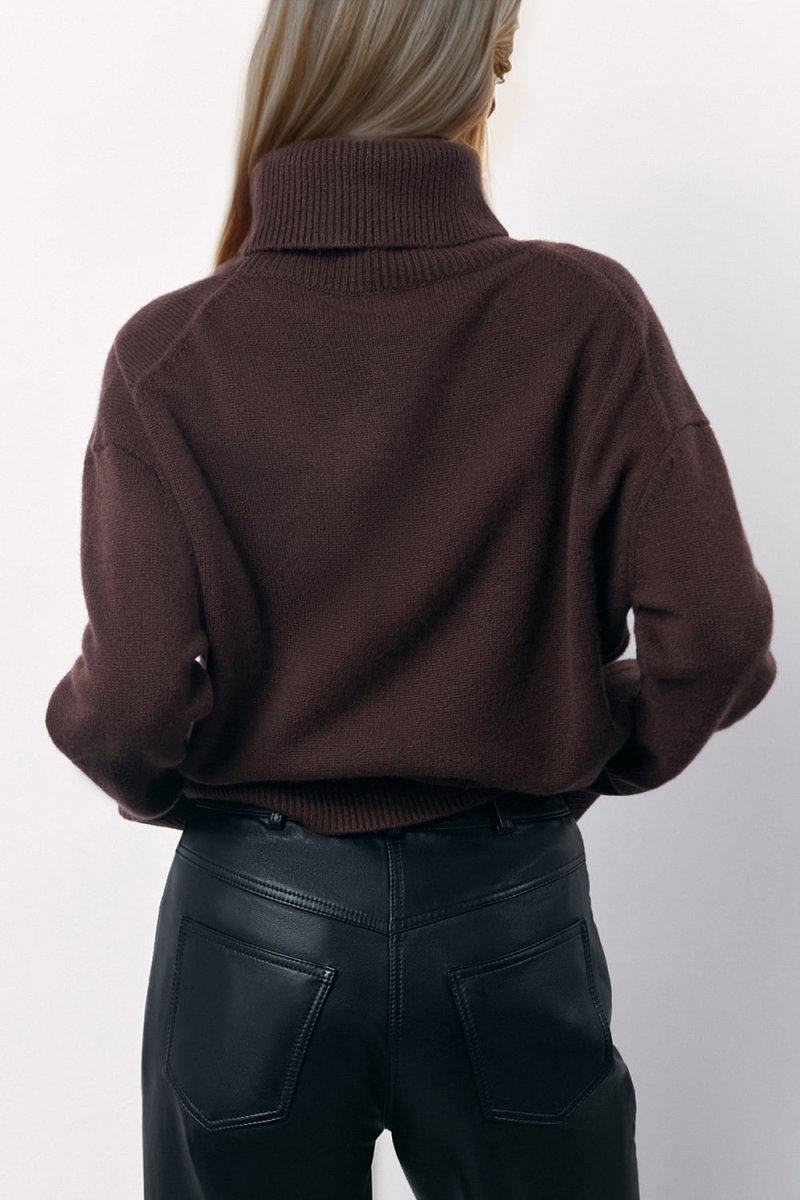 Basic Bae Turtleneck Long Sleeve Dropped Shoulder Sweater - S. M. & Co.