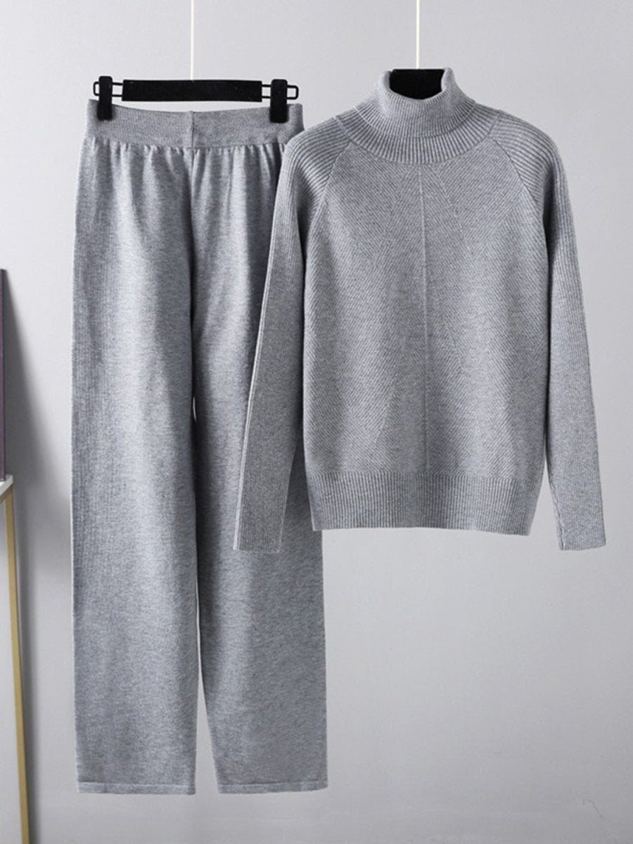 Basic Bae Turtleneck Raglan Sleeve Top and Pants Sweater Set - S. M. & Co.