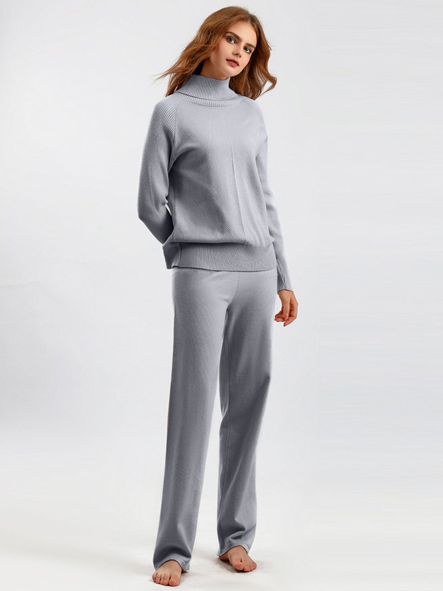 Basic Bae Turtleneck Raglan Sleeve Top and Pants Sweater Set - S. M. & Co.