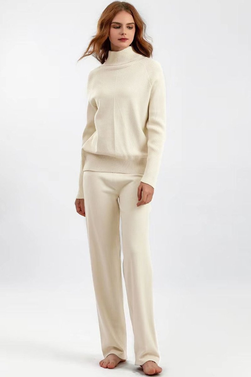 Basic Bae Turtleneck Raglan Sleeve Top and Pants Sweater Set - S. M. & Co.