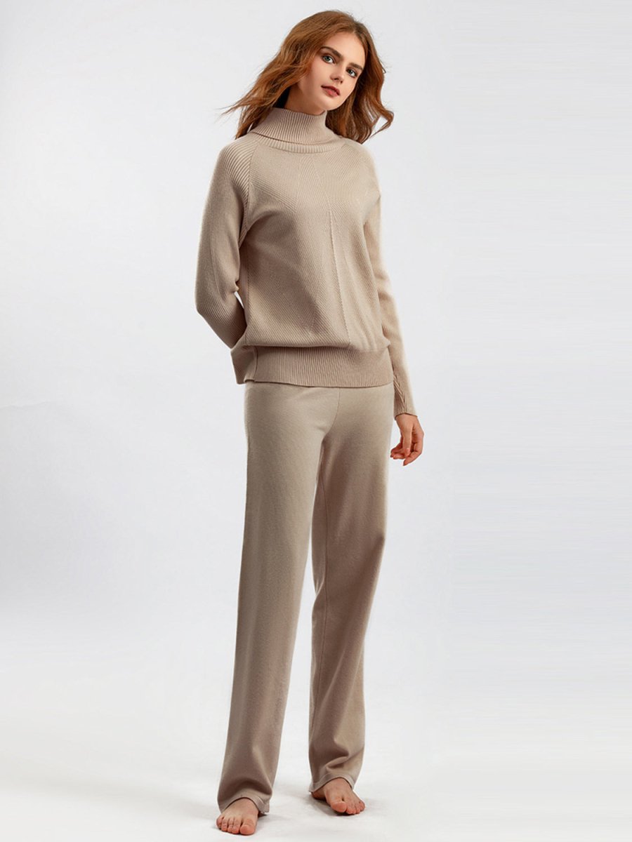 Basic Bae Turtleneck Raglan Sleeve Top and Pants Sweater Set - S. M. & Co.