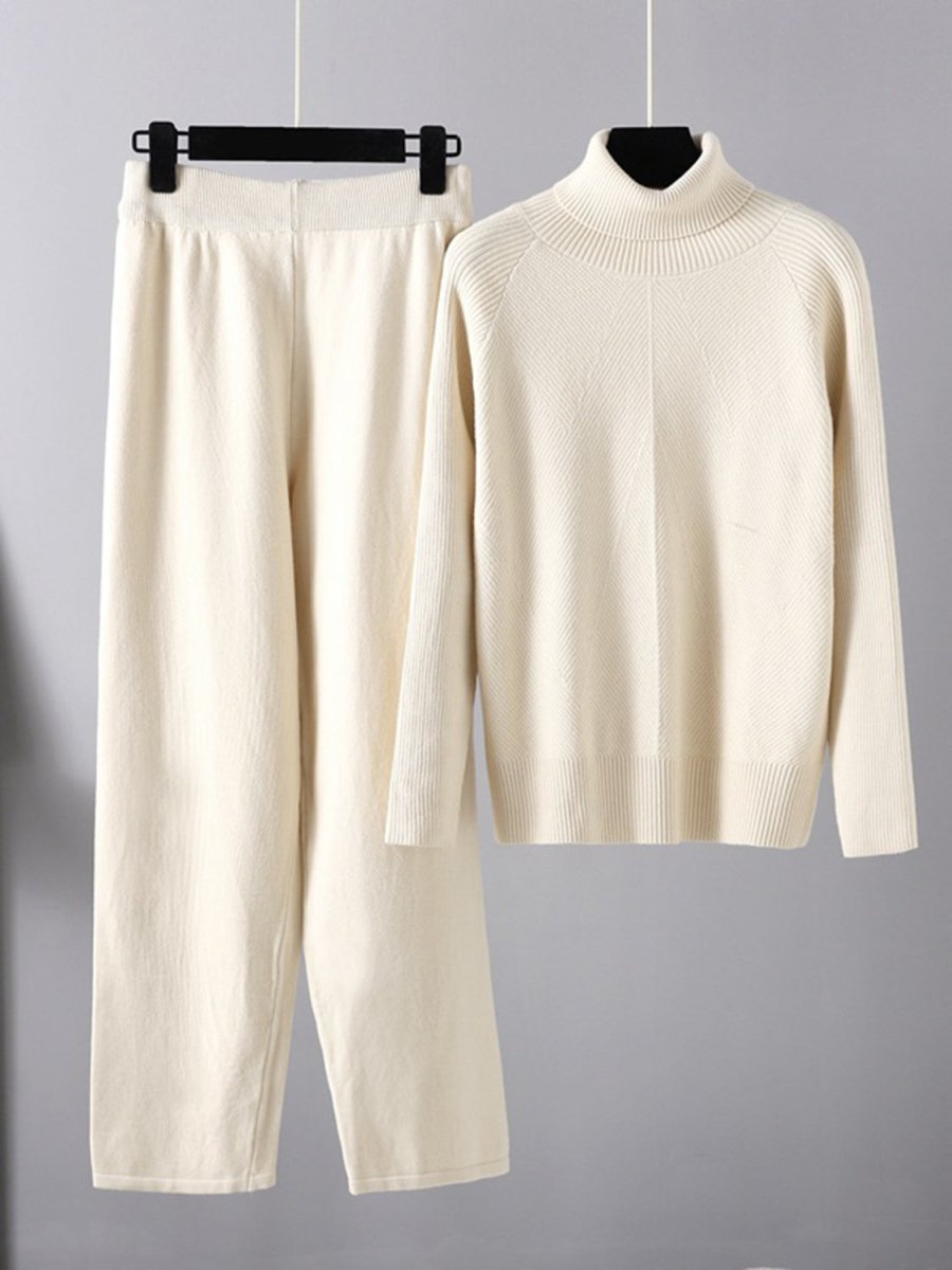 Basic Bae Turtleneck Raglan Sleeve Top and Pants Sweater Set - S. M. & Co.