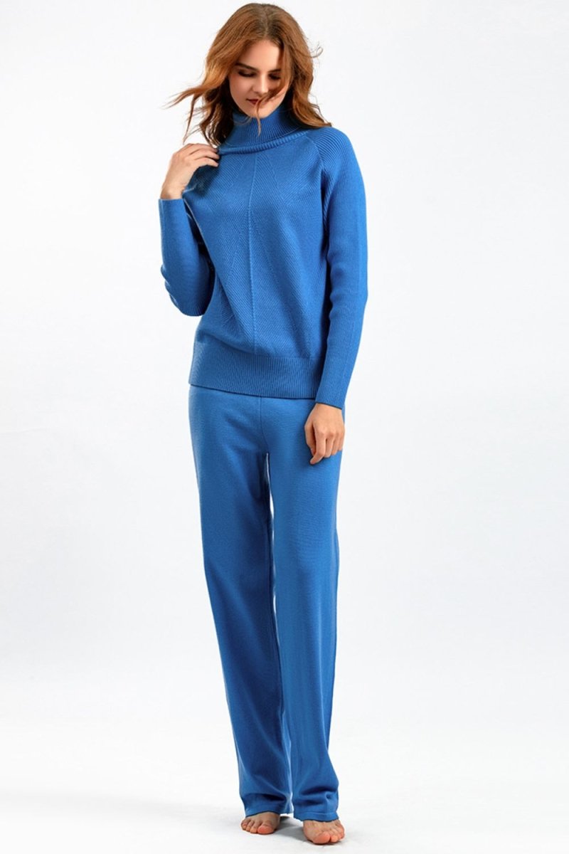 Basic Bae Turtleneck Raglan Sleeve Top and Pants Sweater Set - S. M. & Co.