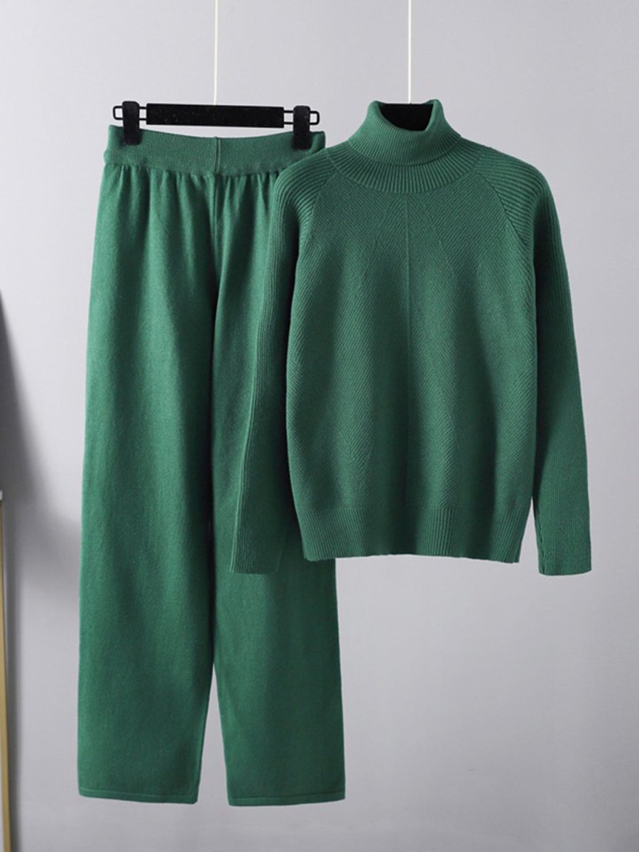 Basic Bae Turtleneck Raglan Sleeve Top and Pants Sweater Set - S. M. & Co.