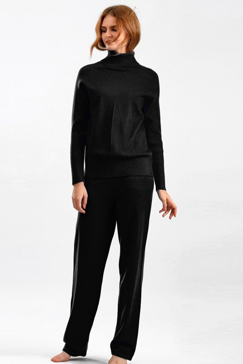 Basic Bae Turtleneck Raglan Sleeve Top and Pants Sweater Set - S. M. & Co.