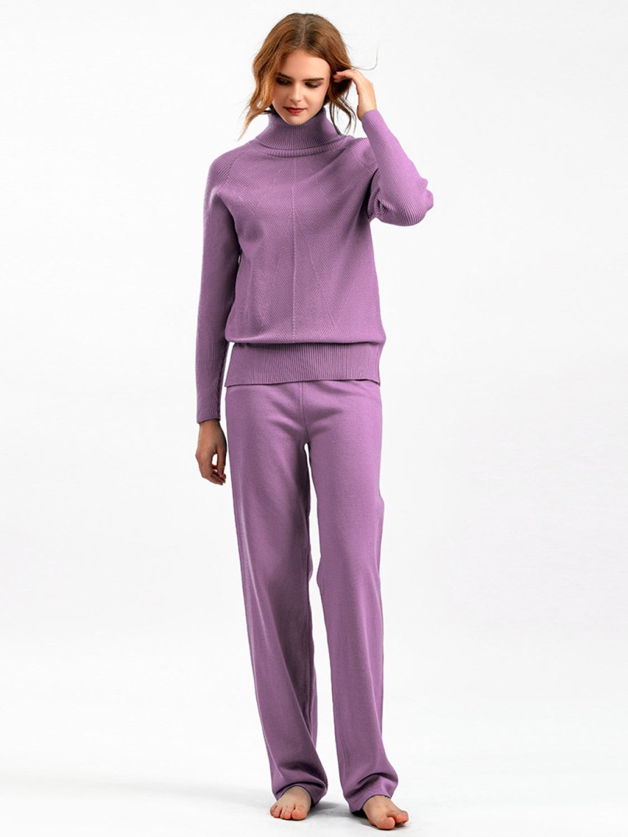 Basic Bae Turtleneck Raglan Sleeve Top and Pants Sweater Set - S. M. & Co.