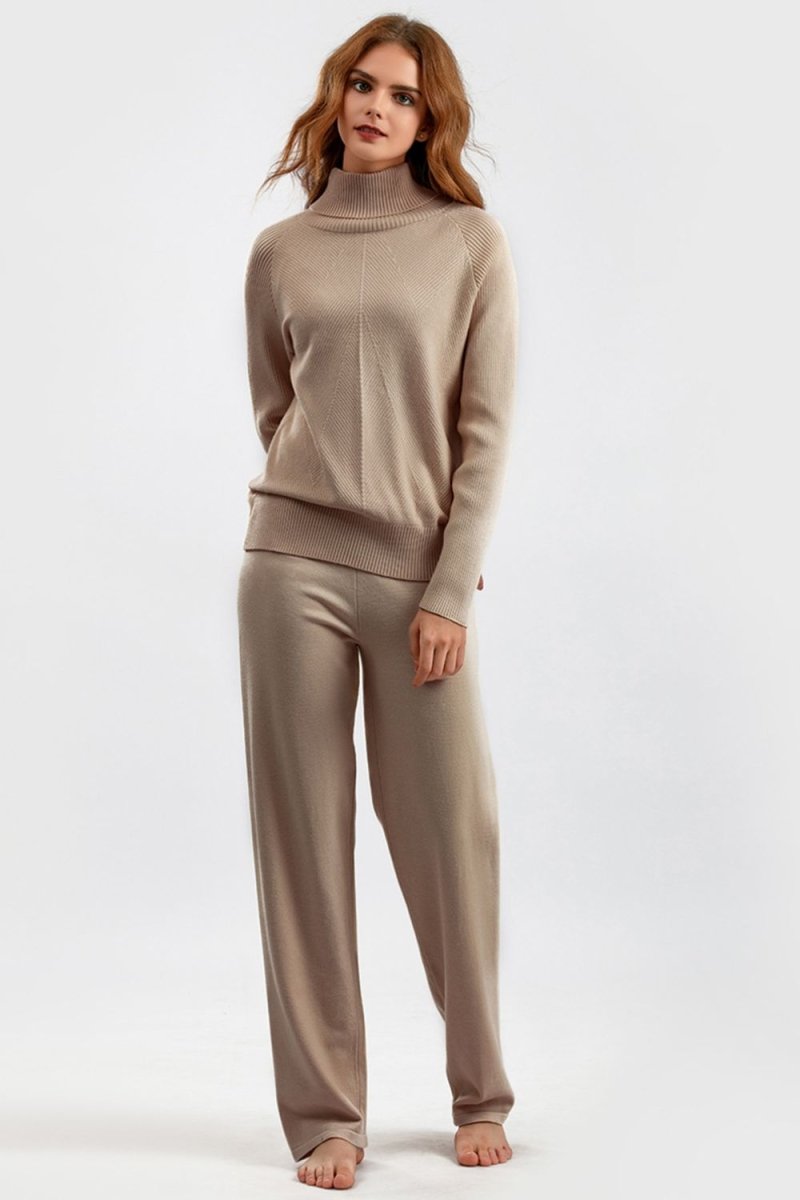 Basic Bae Turtleneck Raglan Sleeve Top and Pants Sweater Set - S. M. & Co.