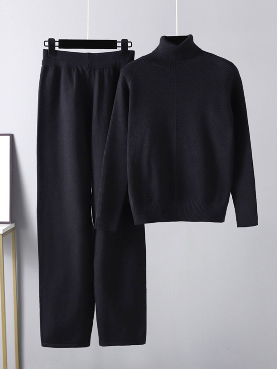 Basic Bae Turtleneck Raglan Sleeve Top and Pants Sweater Set - S. M. & Co.