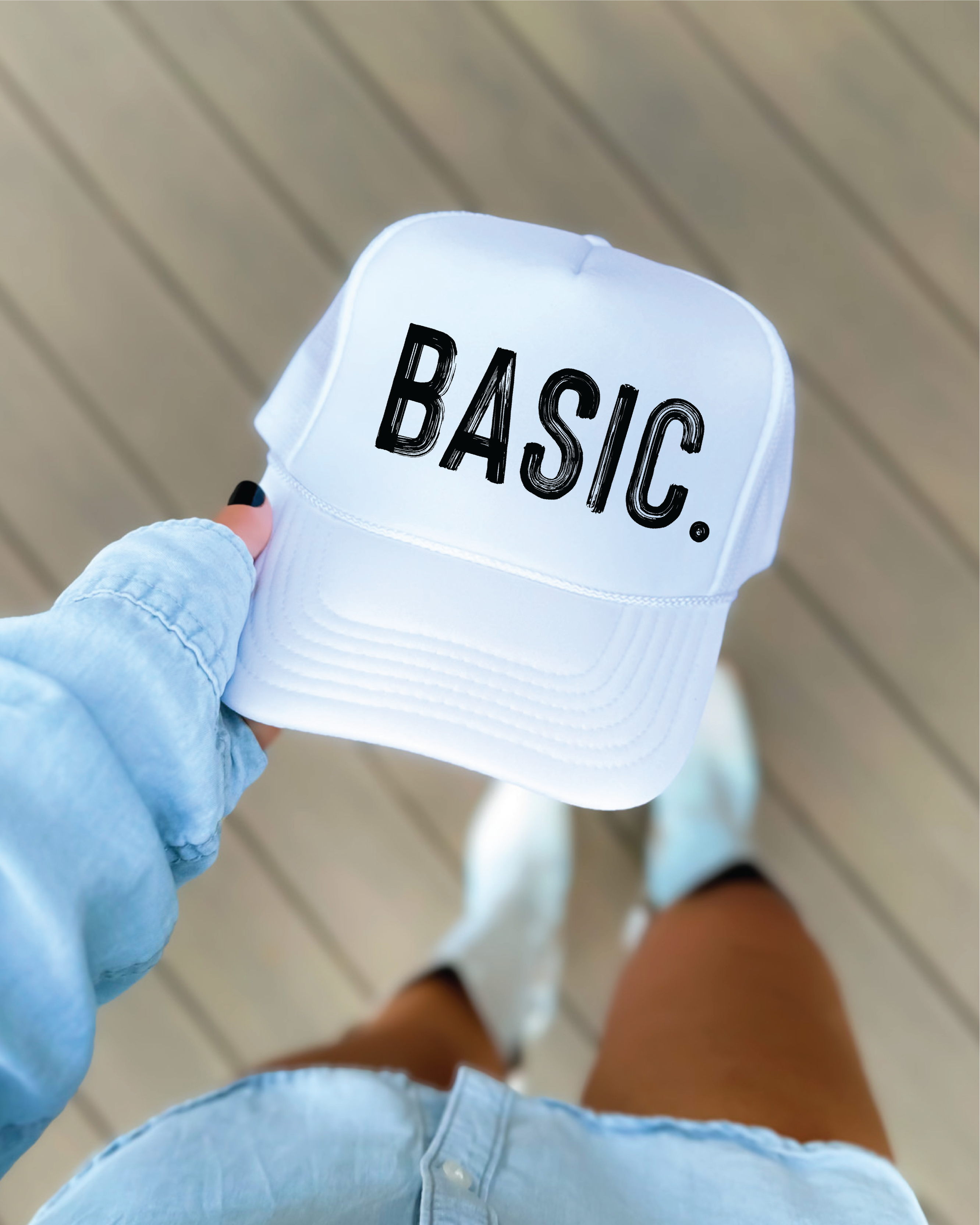 Basic DTF Printed White Trucker Hat