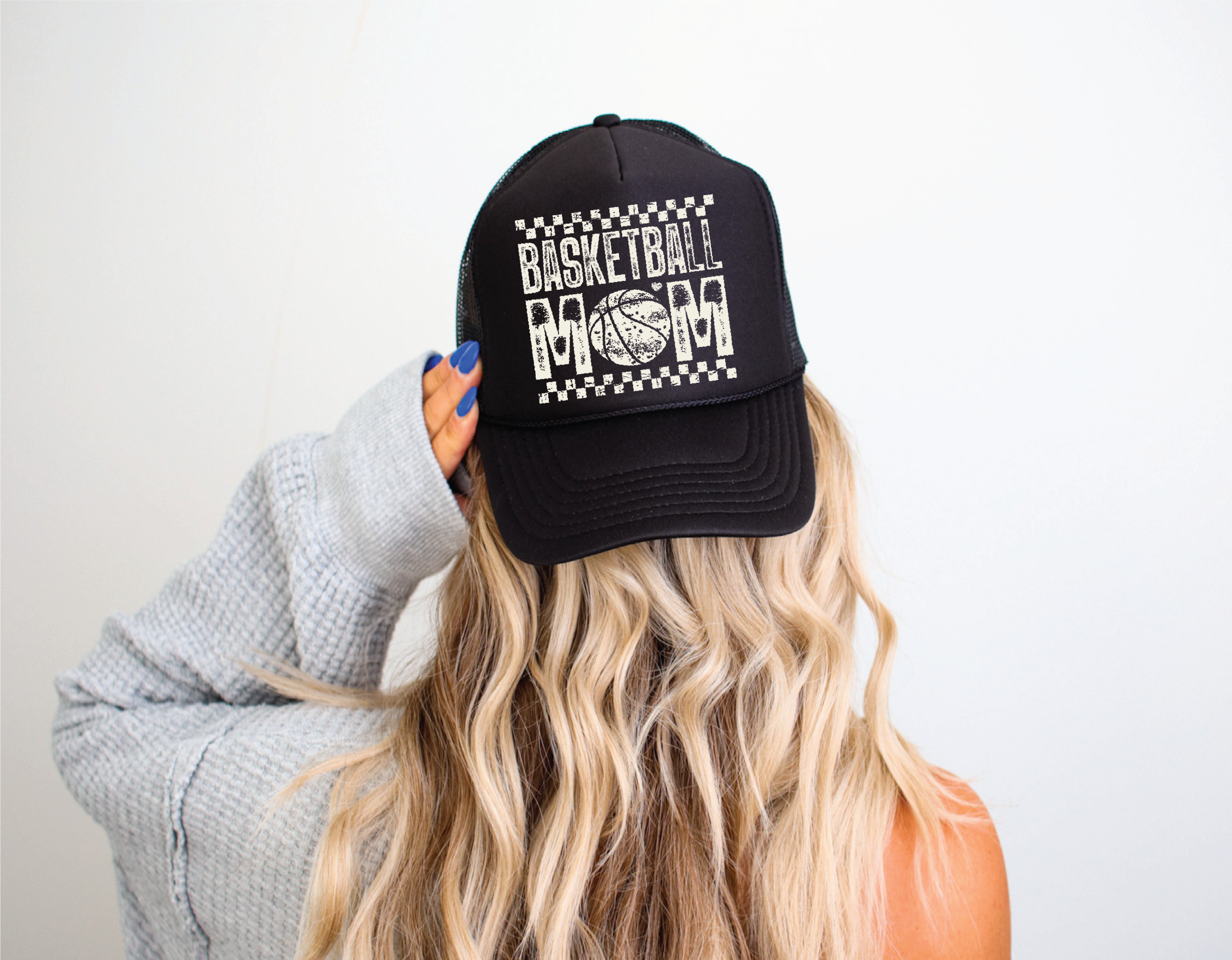 Basketball Mom DTF Printed Black Trucker Hat