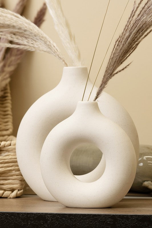 Modern Ceramic Vase Round Shape - 2 pcs/set - S. M. & Co.