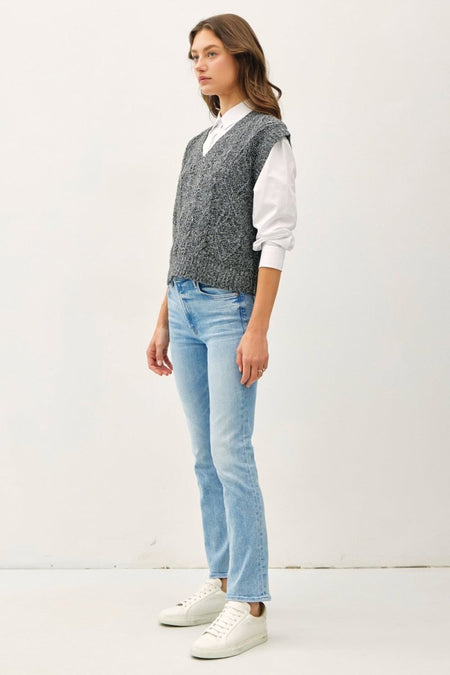 Be Cool Cable Knit V - Neck Sweater Vest - S. M. & Co.