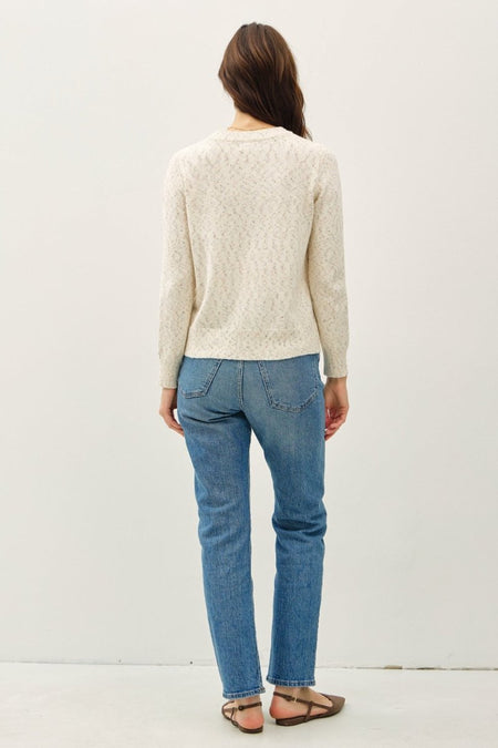 Be Cool Heathered Round Neck Long Sleeve Sweater - S. M. & Co.