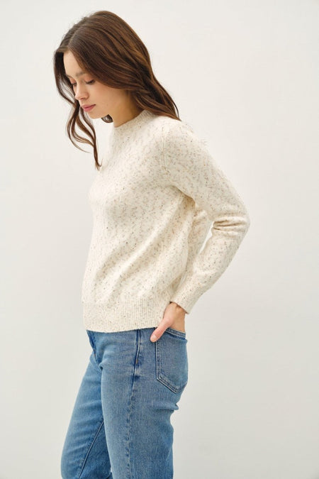 Be Cool Heathered Round Neck Long Sleeve Sweater - S. M. & Co.