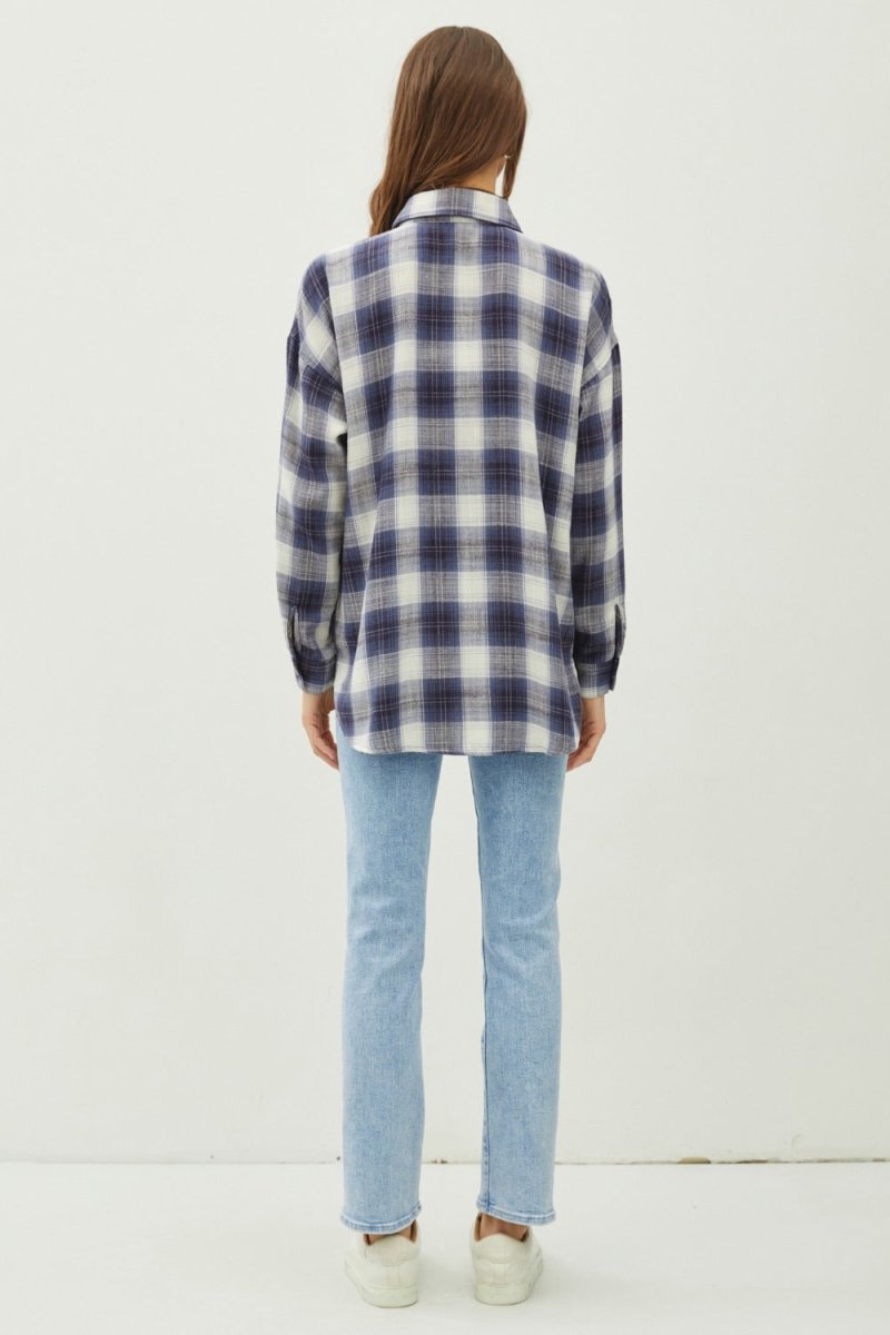 Be Cool Plaid Flannel Button Down Shirt with Chest Pocket - S. M. & Co.