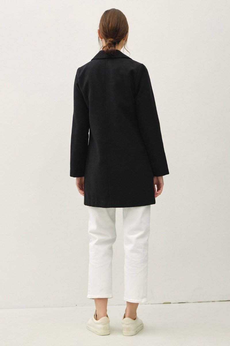 Be Cool Single Button Long Sleeve Coat with Pockets - S. M. & Co.