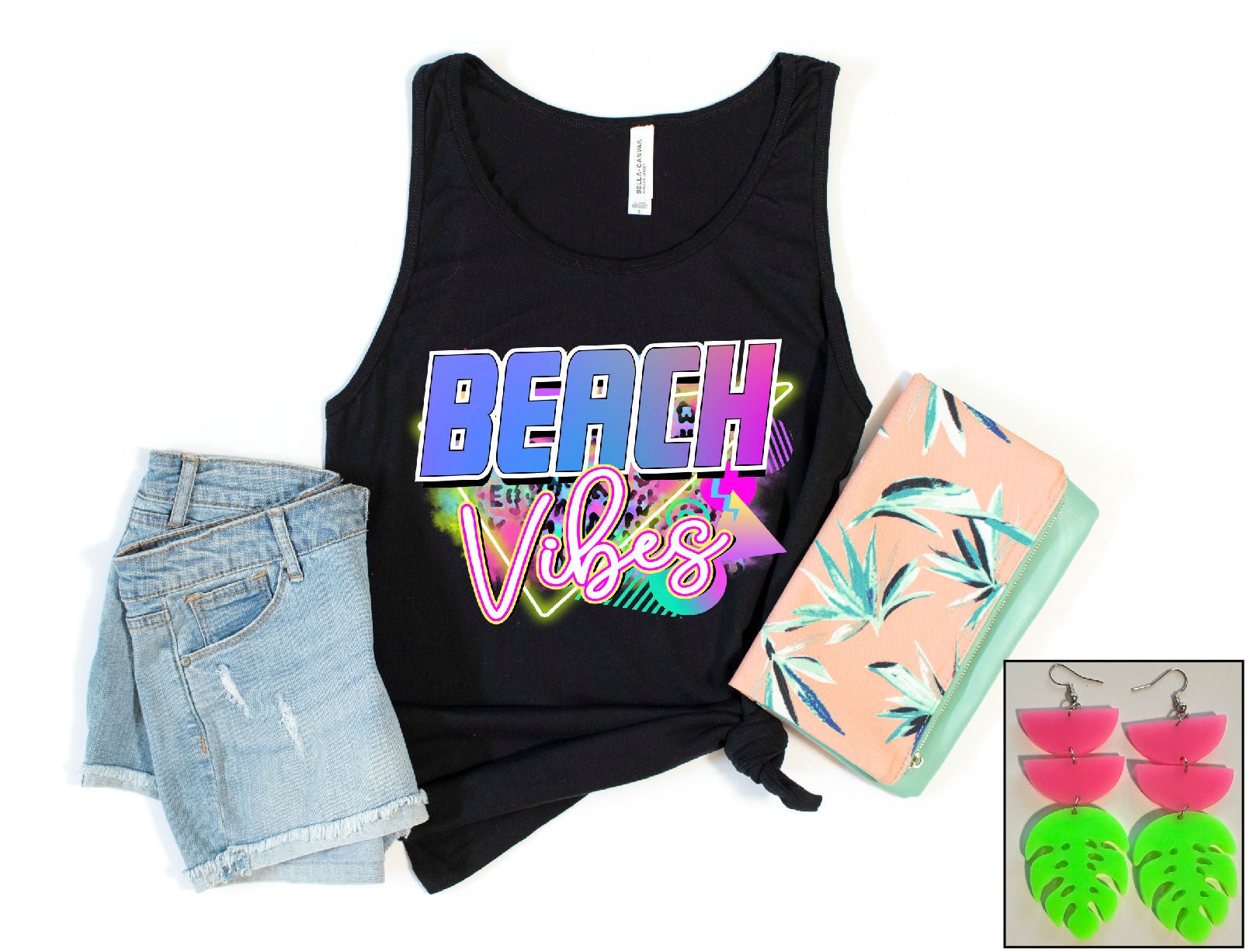 Beach Vibes- Neon - S. M. & Co. Tank Tops