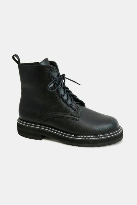 Beast Fashion Faux Leather Lace - Up Boots with Side Zipper - S. M. & Co.