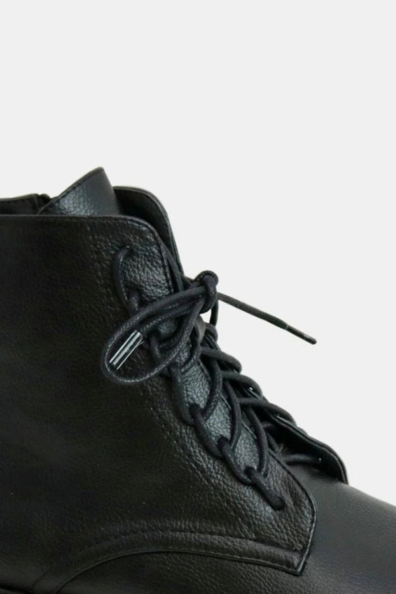 Beast Fashion Faux Leather Lace - Up Boots with Side Zipper - S. M. & Co.