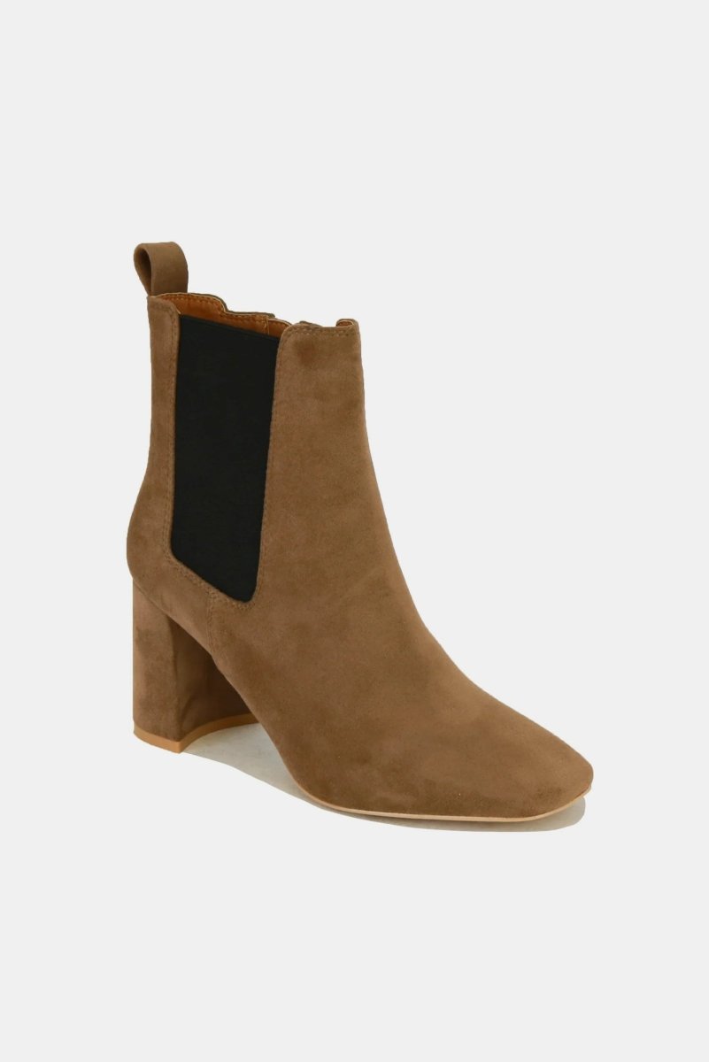 Beast Fashion Faux Suede Block Heel Chelsea Boots with Elastic Side Panel - S. M. & Co.