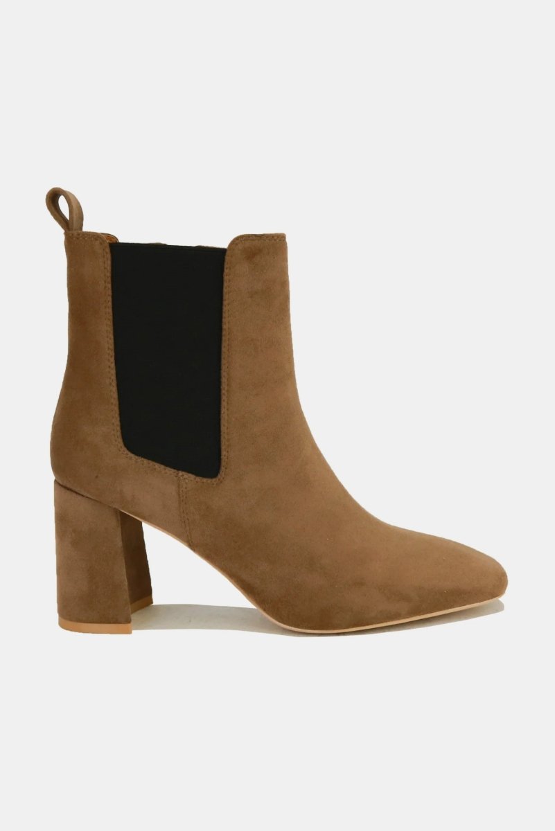 Beast Fashion Faux Suede Block Heel Chelsea Boots with Elastic Side Panel - S. M. & Co.