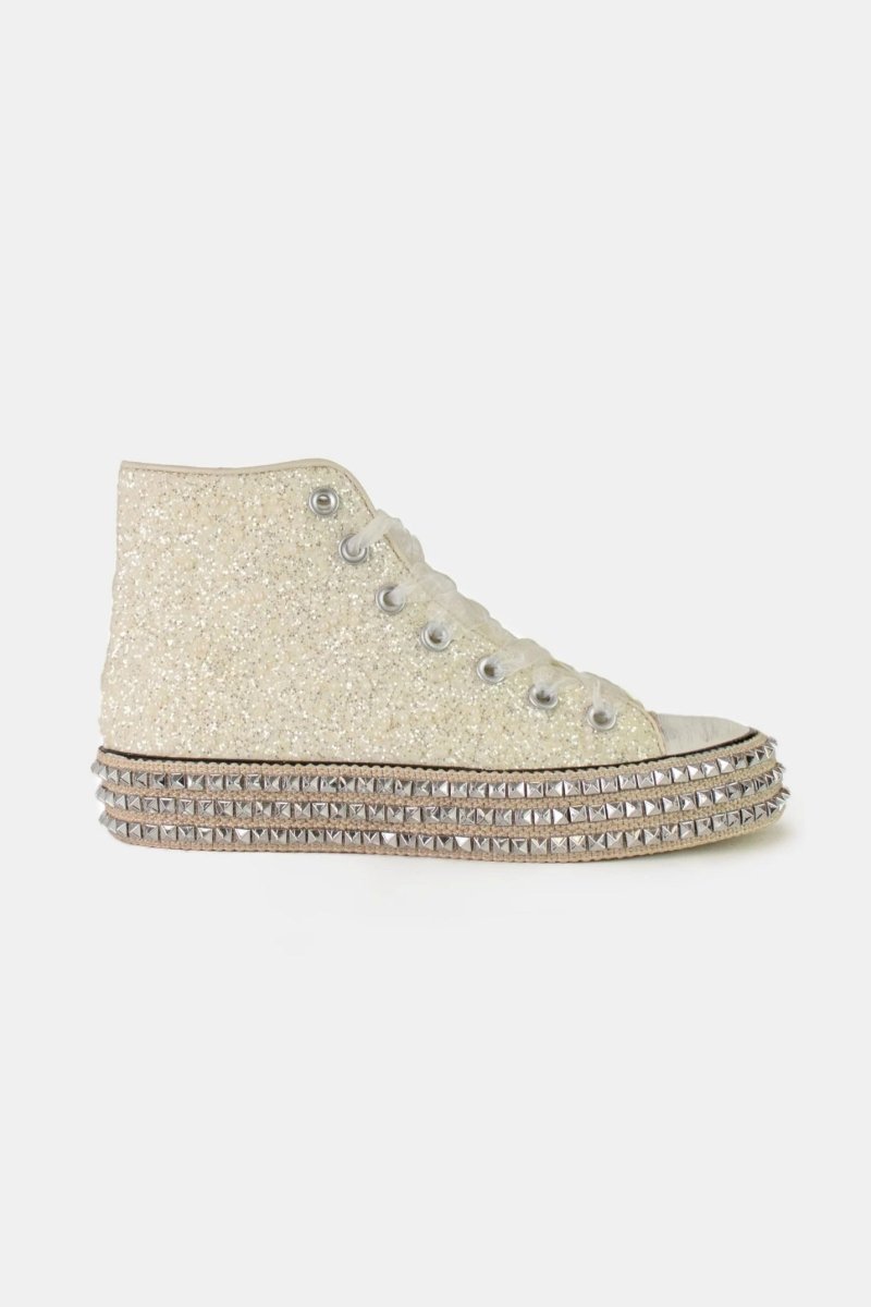 Beast Fashion Glitter Lace - Up Studded Platform Sneakers - S. M. & Co.