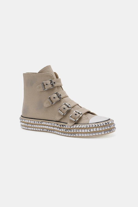 Beast Fashion Multi - Buckle Straps Studded Platform Sneakers - S. M. & Co.