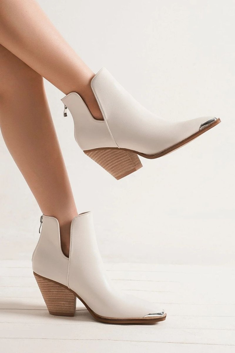 Beast Fashion Pointed Metal - Tip Toe Block Heel Ankle Boots - S. M. & Co.